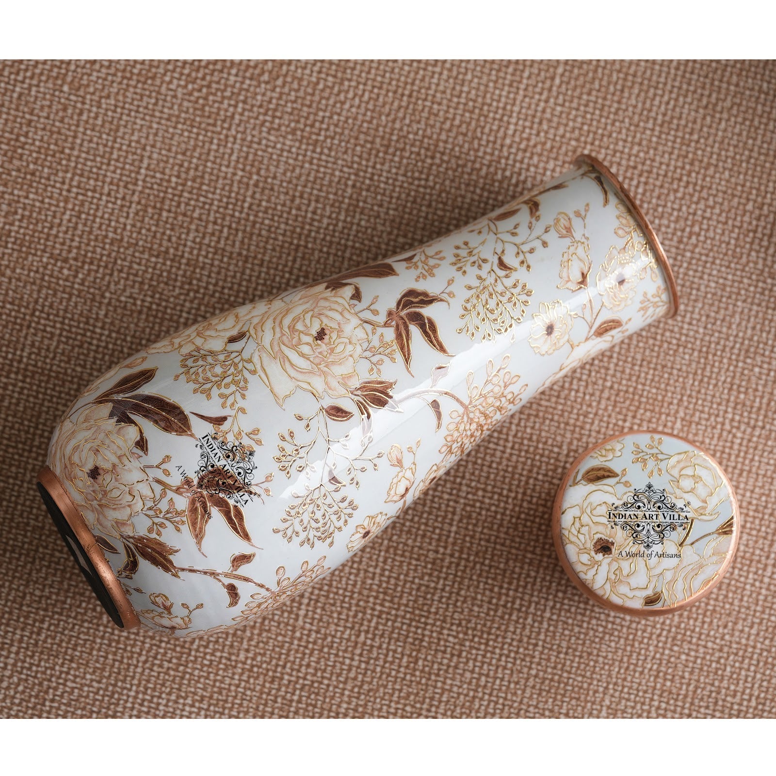 Pure Copper Bedroom Bottle with Golden Print Design 1500 ML