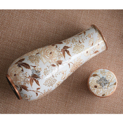 Pure Copper Bedroom Bottle with Golden Print Design 1500 ML