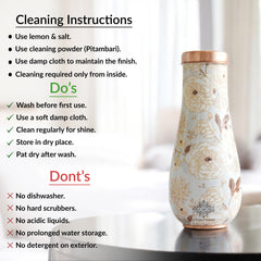 Pure Copper Bedroom Bottle with Golden Print Design 1500 ML