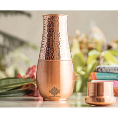 Copper Bedroom Bottle With Half Lacquer & Half Hammered Design
