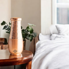 Copper Bedroom Bottle With Half Lacquer & Half Hammered Design