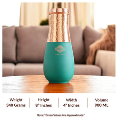 Pure Copper Half Hammered and Silk Finish Vase Shape Bedroom Bottle