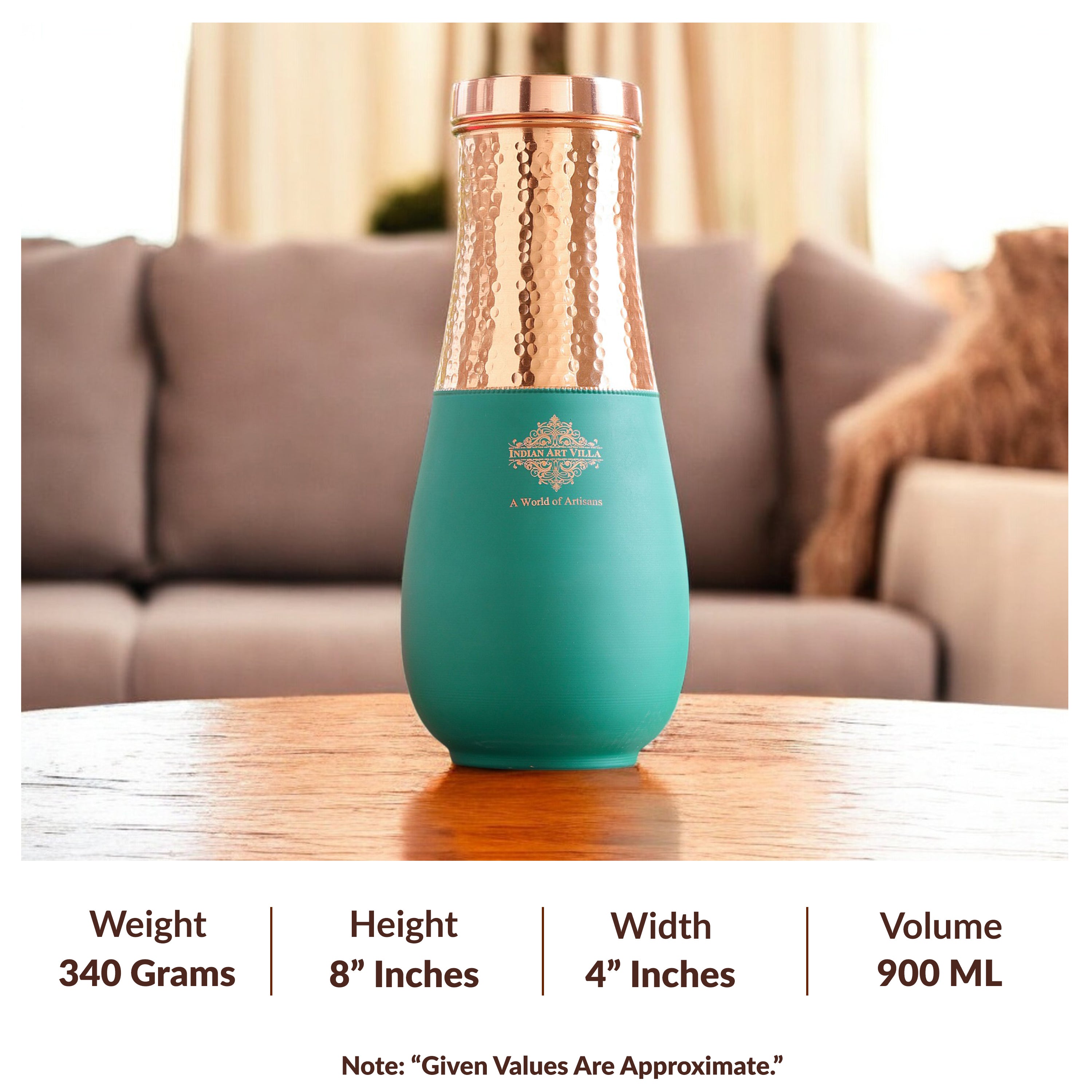 Pure Copper Half Hammered and Silk Finish Vase Shape Bedroom Bottle