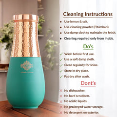 Pure Copper Half Hammered and Silk Finish Vase Shape Bedroom Bottle