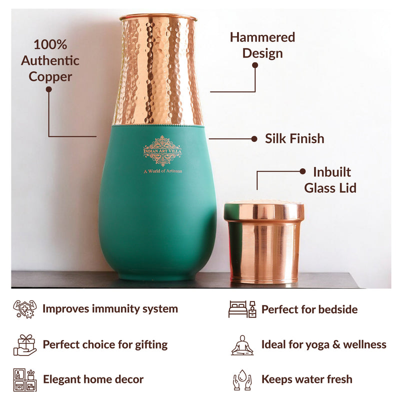 Pure Copper Half Hammered and Silk Finish Vase Shape Bedroom Bottle