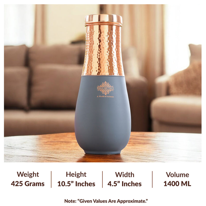 Pure Copper Half Hammered and Silk Finish Vase Shape Bedroom Bottle