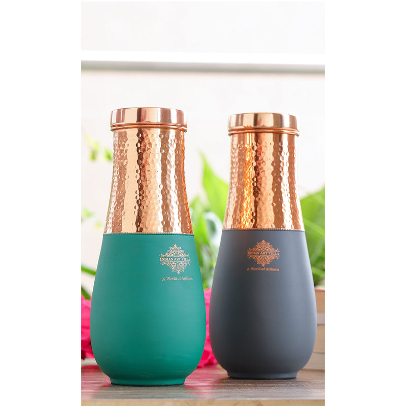 Pure Copper Half Hammered and Silk Finish Vase Shape Bedroom Bottle