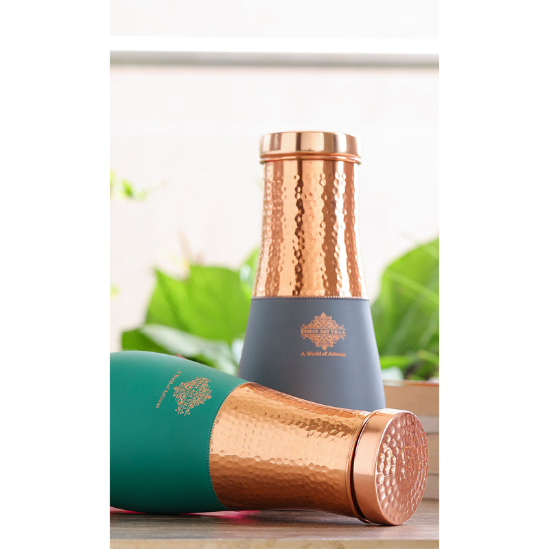 Pure Copper Half Hammered and Silk Finish Vase Shape Bedroom Bottle