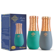 Pure Copper Half Hammered and Silk Finish Vase Shape Bedroom Bottle
