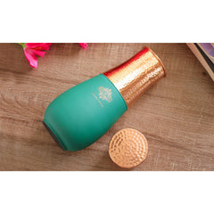 Pure Copper Half Hammered and Silk Finish Vase Shape Bedroom Bottle