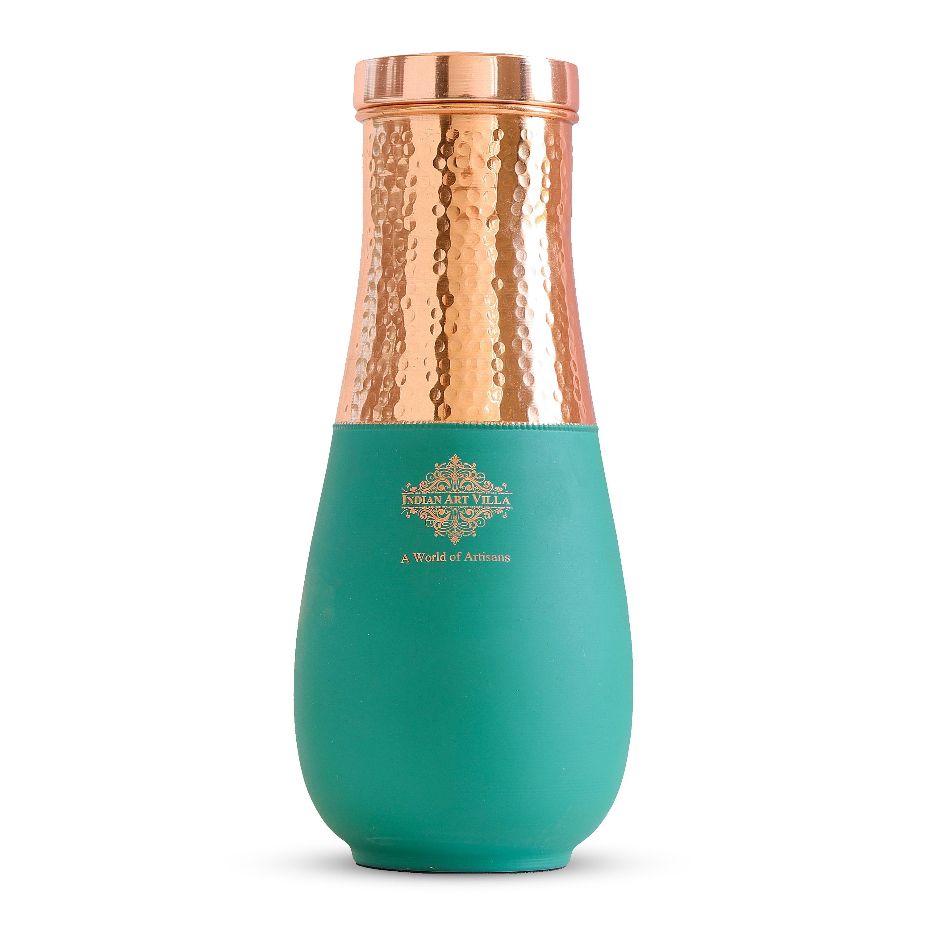 Pure Copper Half Hammered and Silk Finish Vase Shape Bedroom Bottle