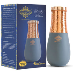 Pure Copper Half Hammered and Silk Finish Vase Shape Bedroom Bottle