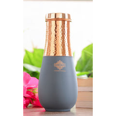 Pure Copper Half Hammered and Silk Finish Vase Shape Bedroom Bottle