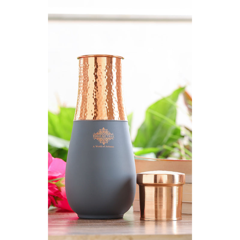 Pure Copper Half Hammered and Silk Finish Vase Shape Bedroom Bottle