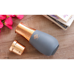 Pure Copper Half Hammered and Silk Finish Vase Shape Bedroom Bottle