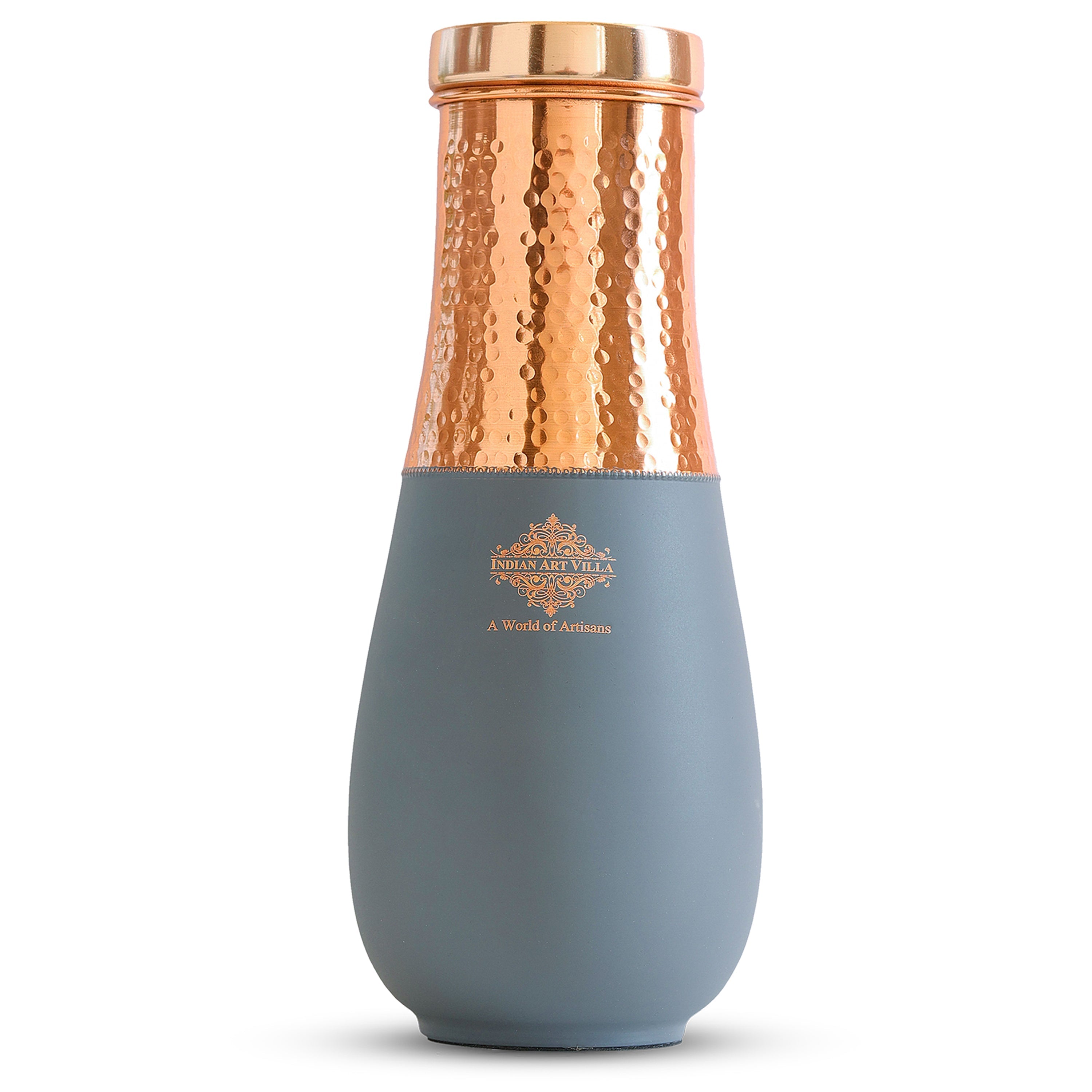 Pure Copper Half Hammered and Silk Finish Vase Shape Bedroom Bottle