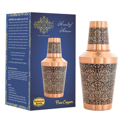 Pure Copper Matt & Hammered Jar 1250ML with Glass & Leak Proof Cap