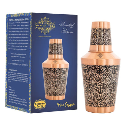 Pure Copper Matt & Hammered Jar 1250ML with Glass & Leak Proof Cap