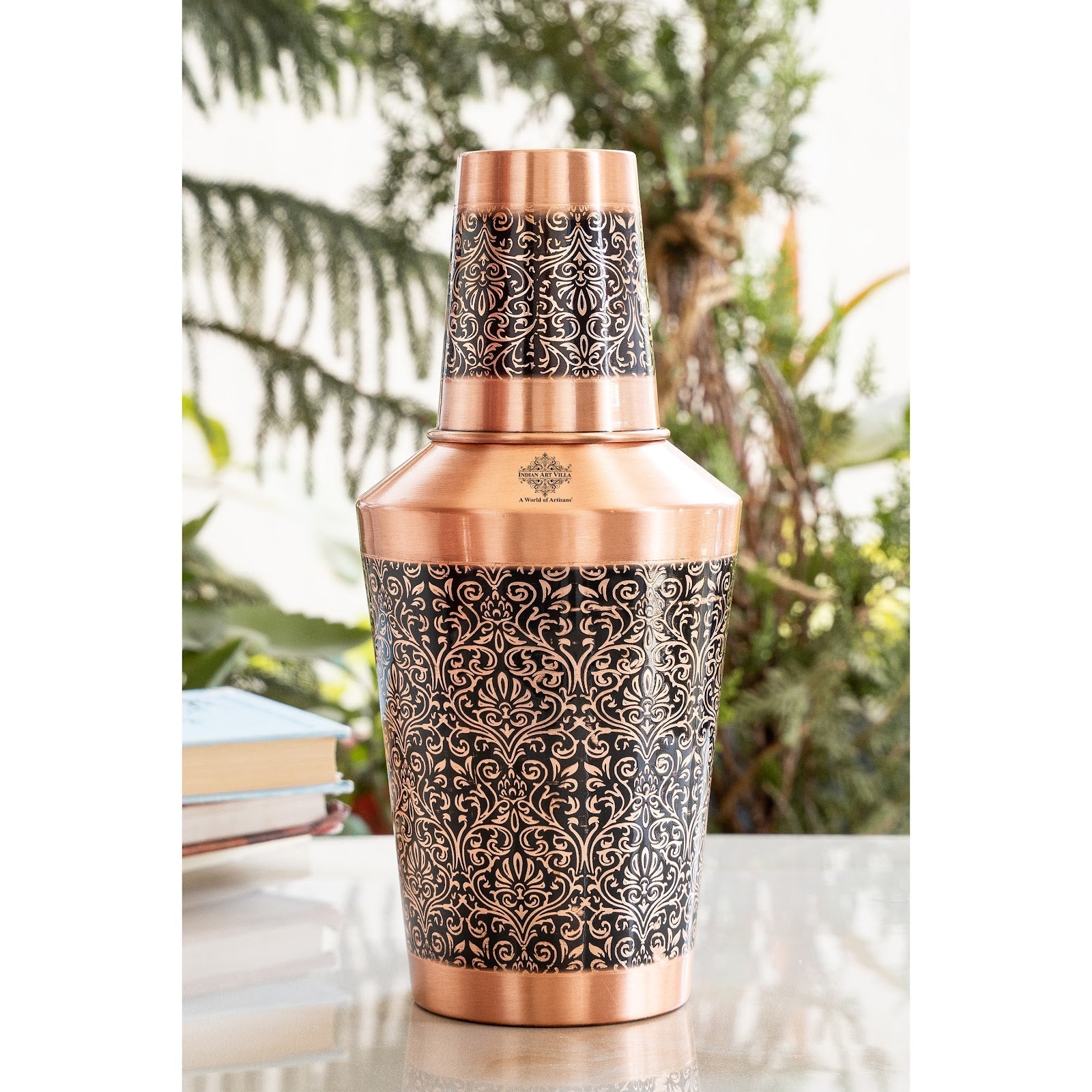 Pure Copper Matt & Hammered Jar 1250ML with Glass & Leak Proof Cap
