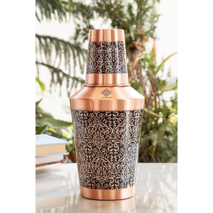 Pure Copper Matt & Hammered Jar 1250ML with Glass & Leak Proof Cap