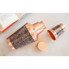 Pure Copper Matt & Hammered Jar 1250ML with Glass & Leak Proof Cap