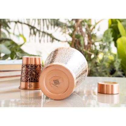Pure Copper Matt & Hammered Jar 1250ML with Glass & Leak Proof Cap