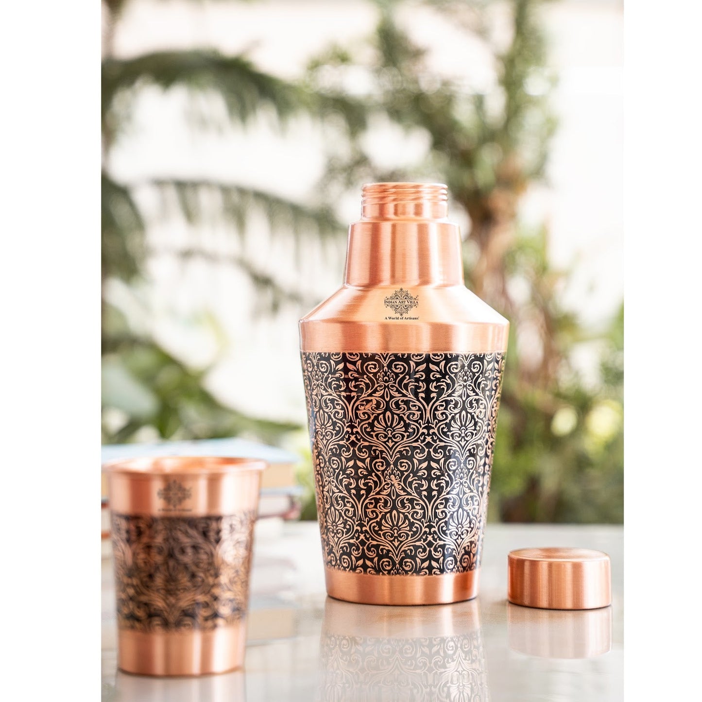 Pure Copper Matt & Hammered Jar 1250ML with Glass & Leak Proof Cap
