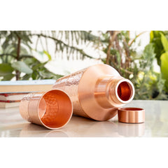 Pure Copper Matt & Hammered Jar 1250ML with Glass & Leak Proof Cap