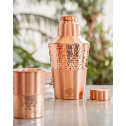 Pure Copper Matt & Hammered Jar 1250ML with Glass & Leak Proof Cap