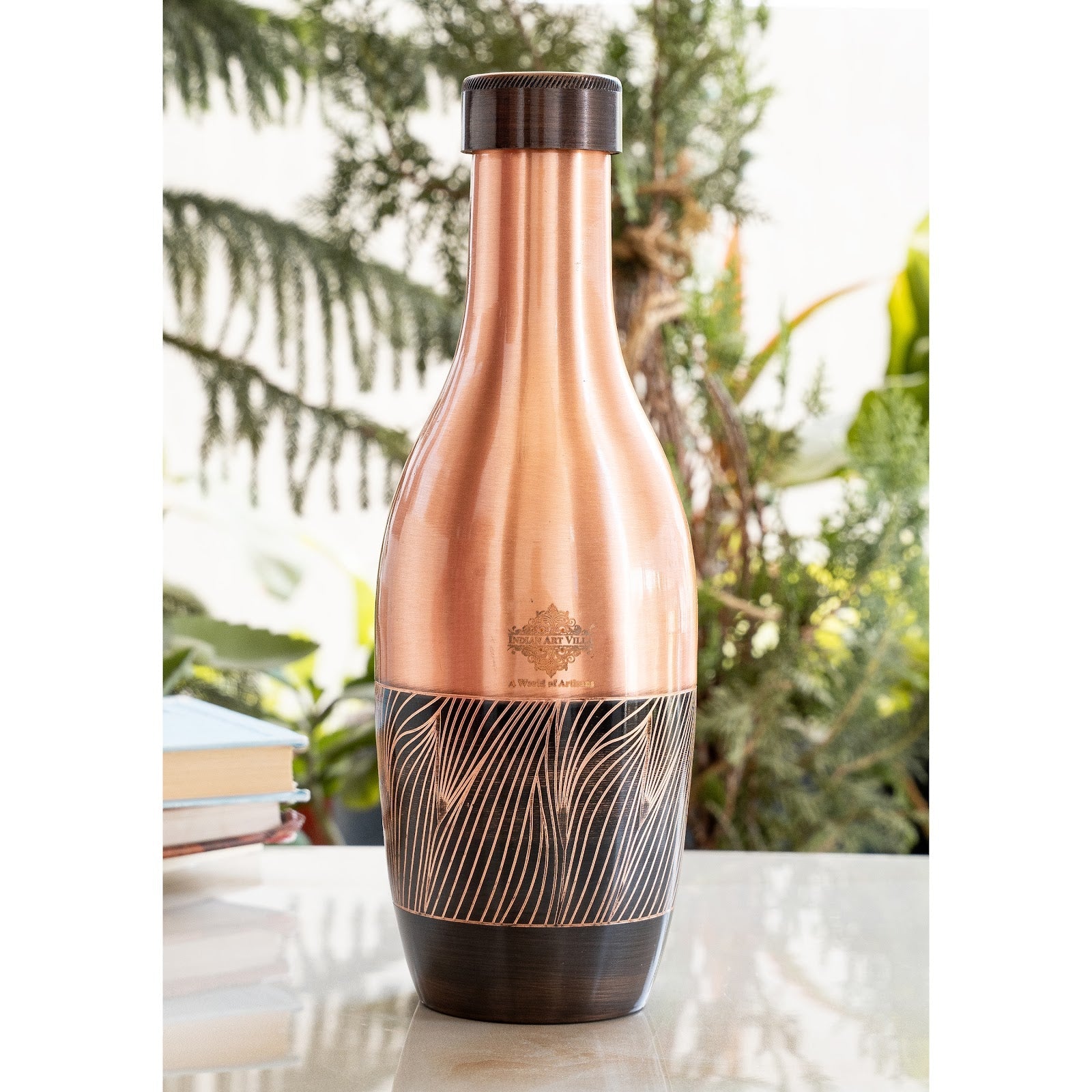 Pure Copper Zebra Embossed Designer Bedroom Bottle/Jar 1150 ML