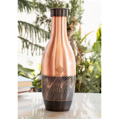 Pure Copper Zebra Embossed Designer Bedroom Bottle/Jar 1150 ML