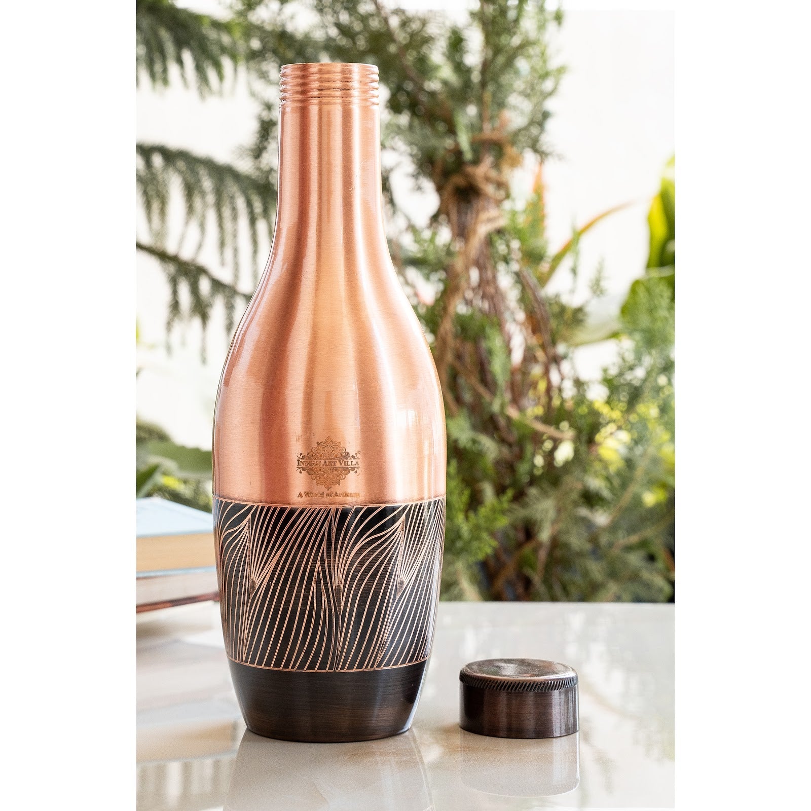 Pure Copper Zebra Embossed Designer Bedroom Bottle/Jar 1150 ML