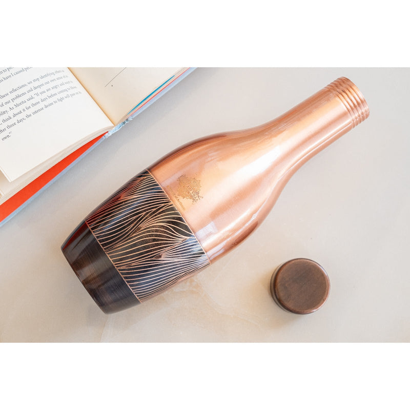 Pure Copper Zebra Embossed Designer Bedroom Bottle/Jar 1150 ML