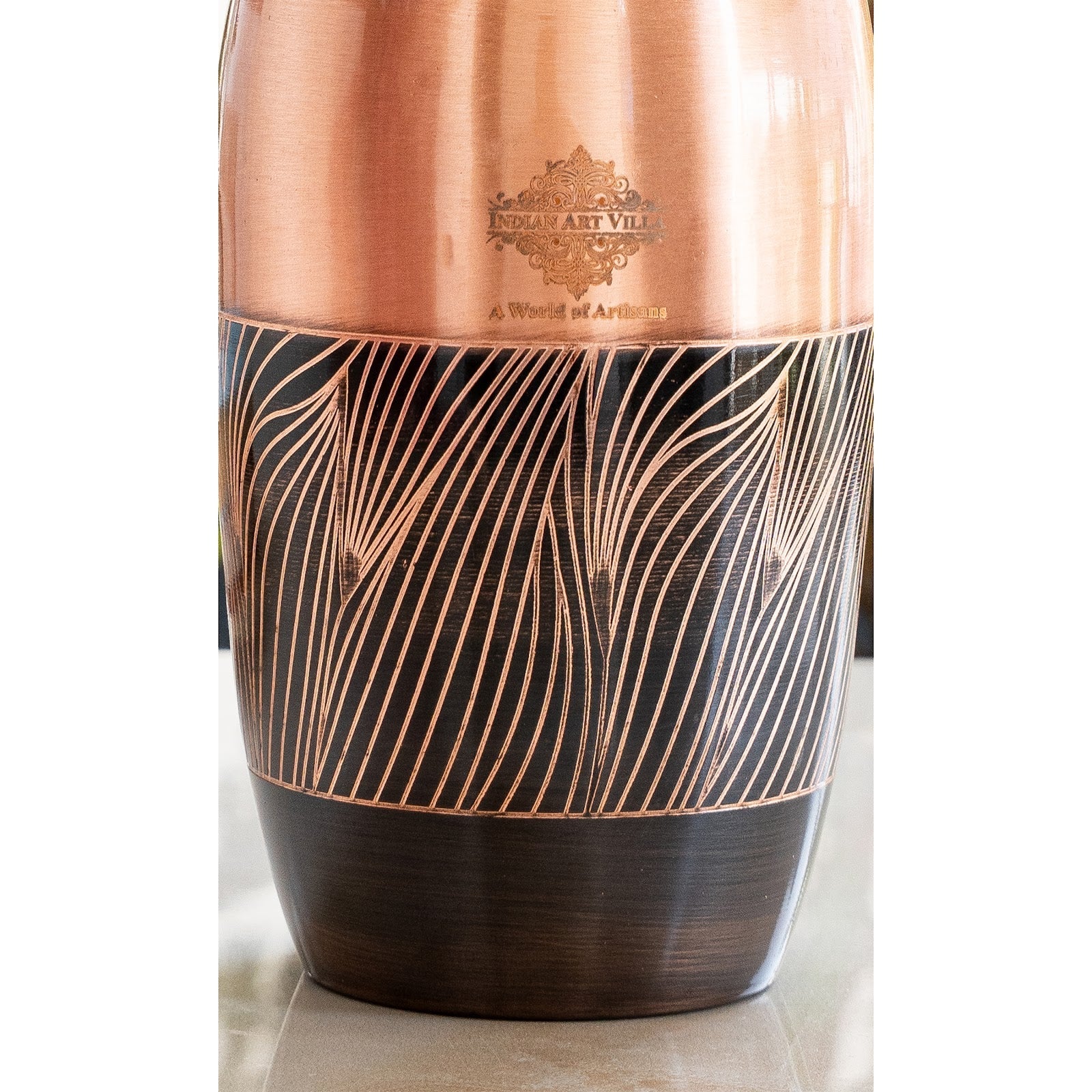Pure Copper Zebra Embossed Designer Bedroom Bottle/Jar 1150 ML