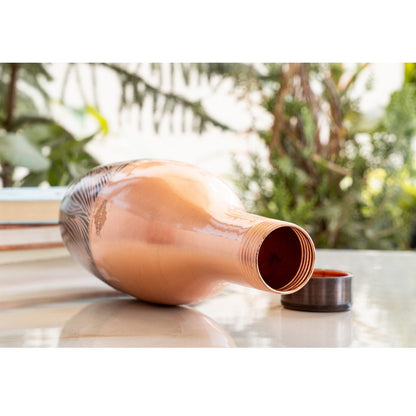 Pure Copper Zebra Embossed Designer Bedroom Bottle/Jar 1150 ML