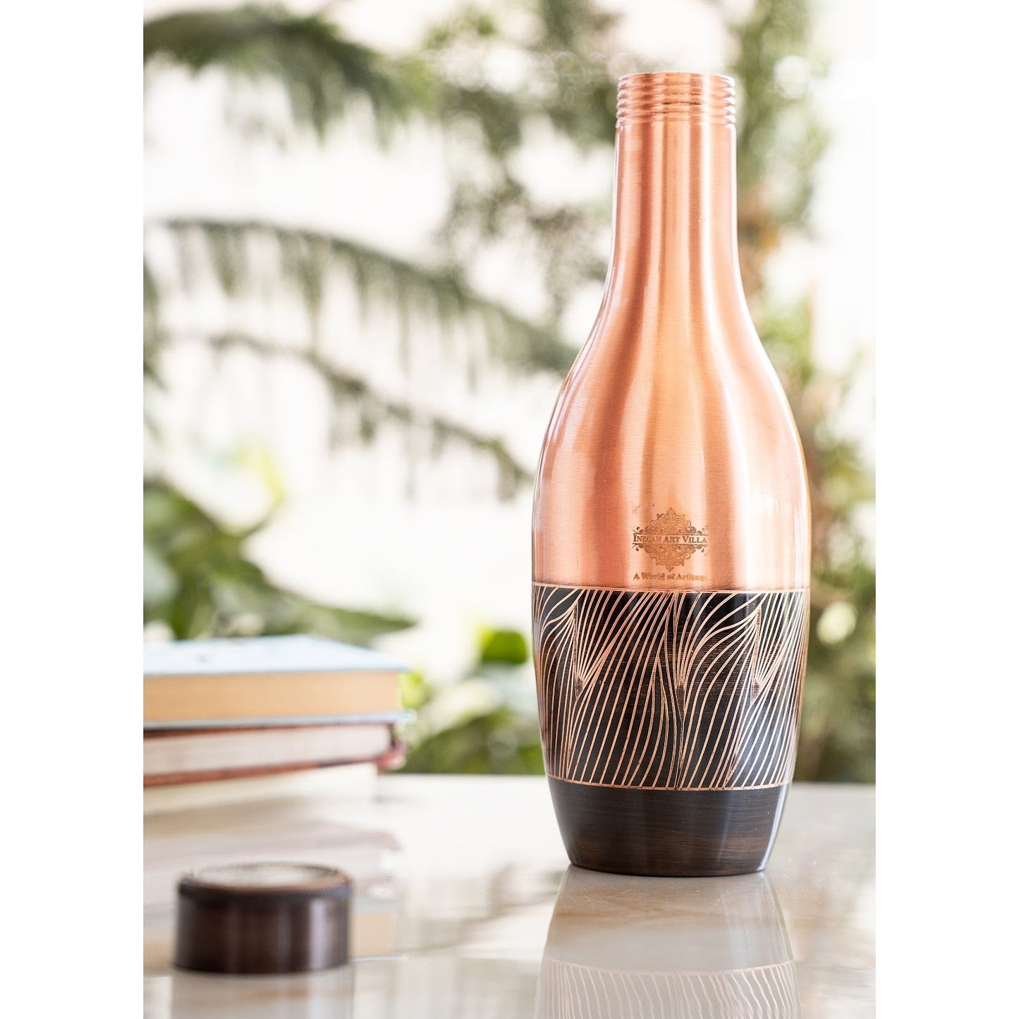 Pure Copper Zebra Embossed Designer Bedroom Bottle/Jar 1150 ML