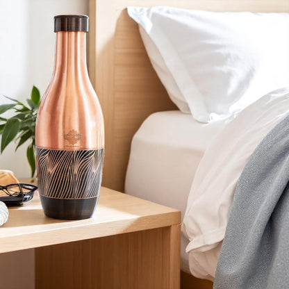 Pure Copper Zebra Embossed Designer Bedroom Bottle/Jar 1150 ML