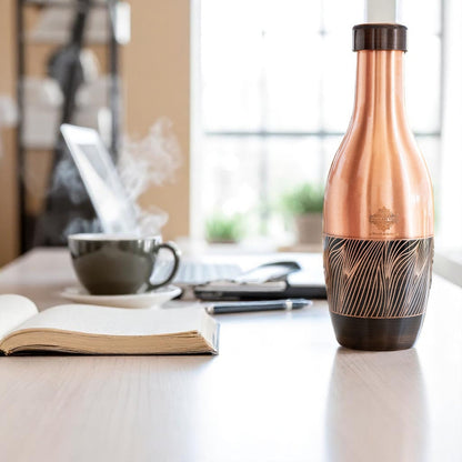 Pure Copper Zebra Embossed Designer Bedroom Bottle/Jar 1150 ML