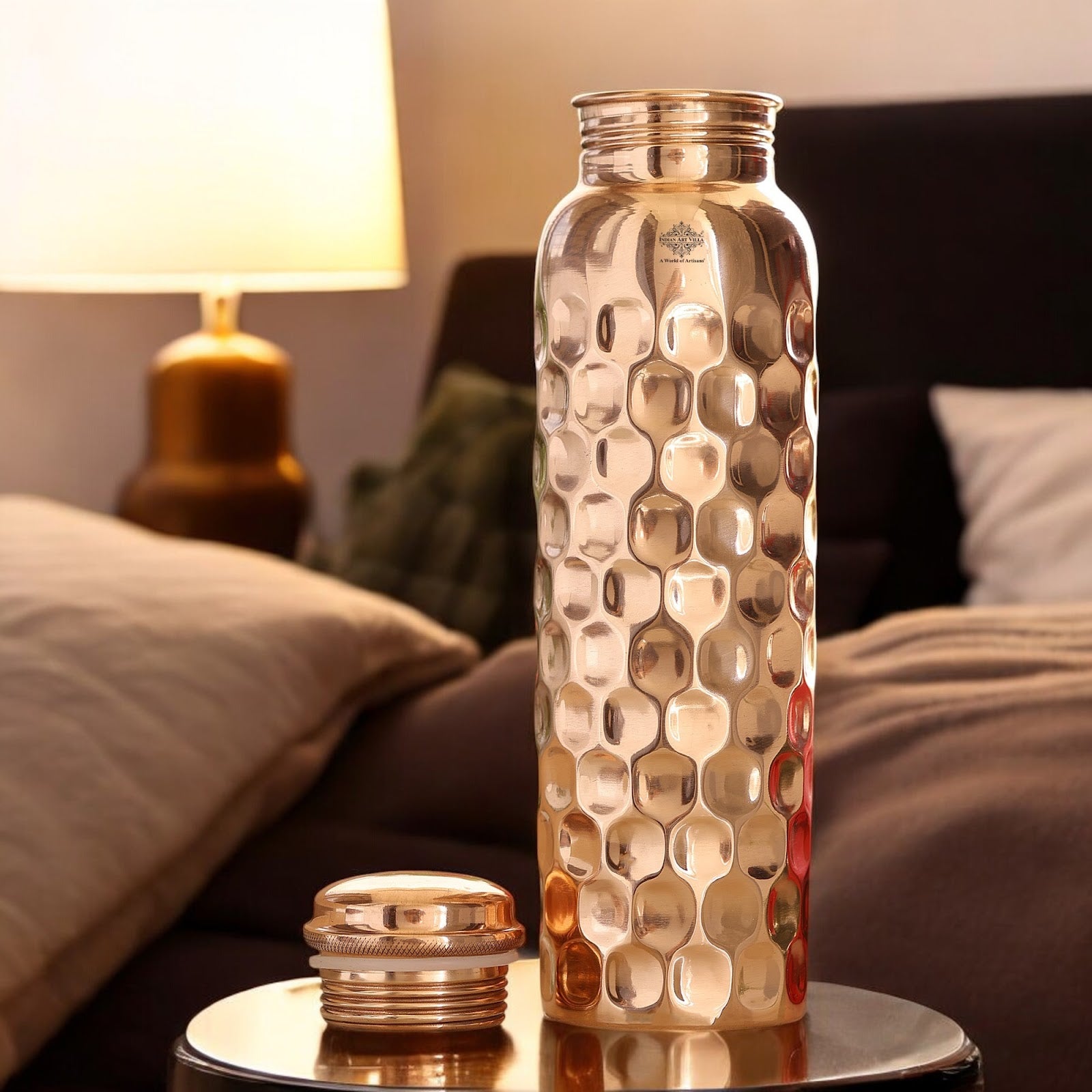 Pure Copper Water Bottle with Unique Artistic Designs – 900 ML