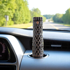 Pure Copper Water Bottle in Antique Finish with Diamond Hammered Design- 1000 ML