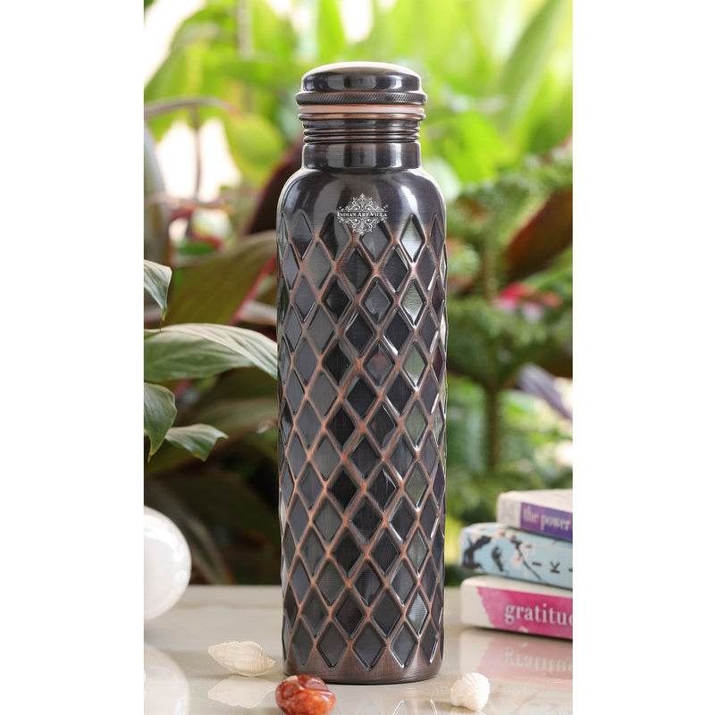 Antique Diamond Design Pure Copper Water Bottle -900ML