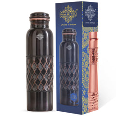 Antique Diamond Design Pure Copper Water Bottle -900ML