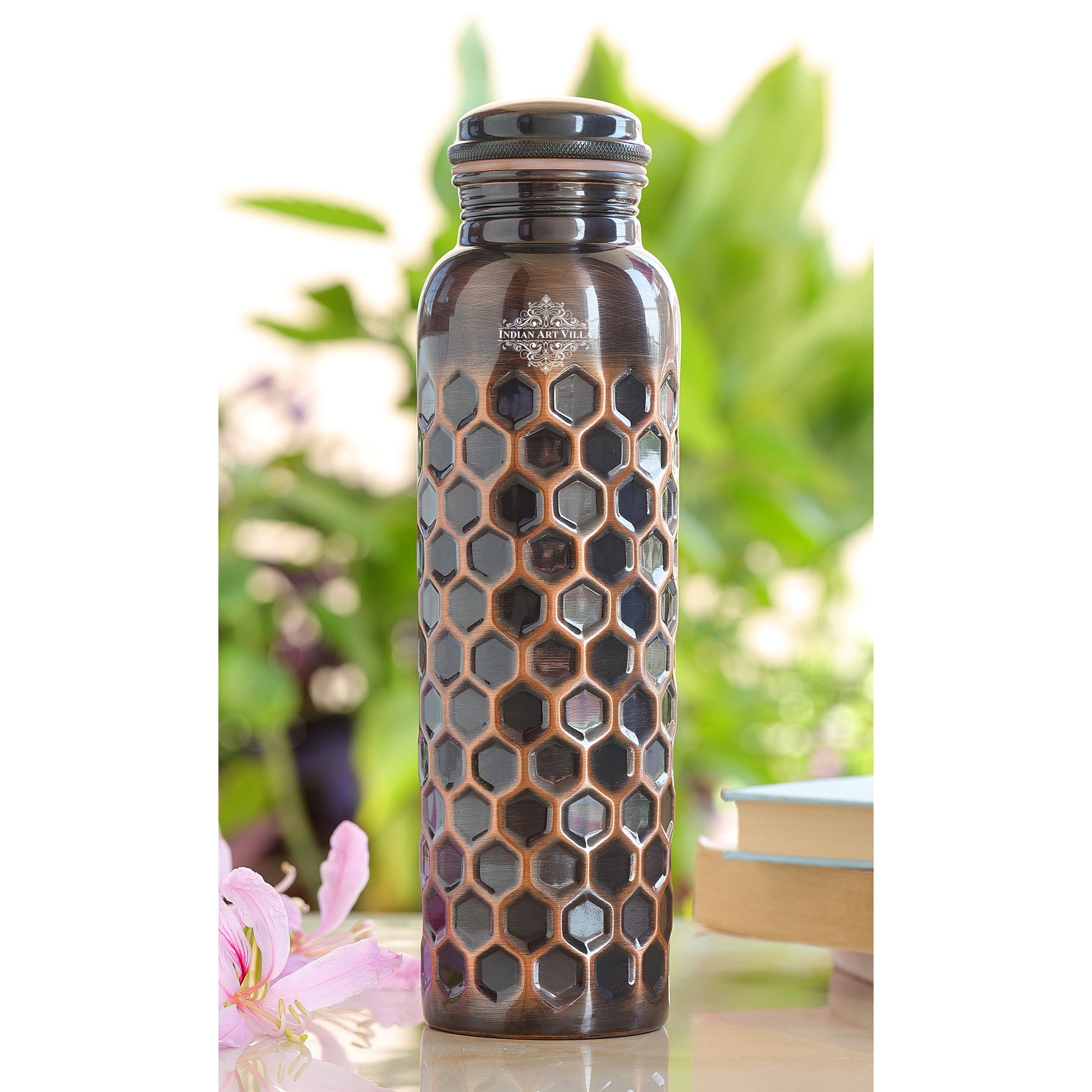 Antique Diamond Design Pure Copper Water Bottle -900ML