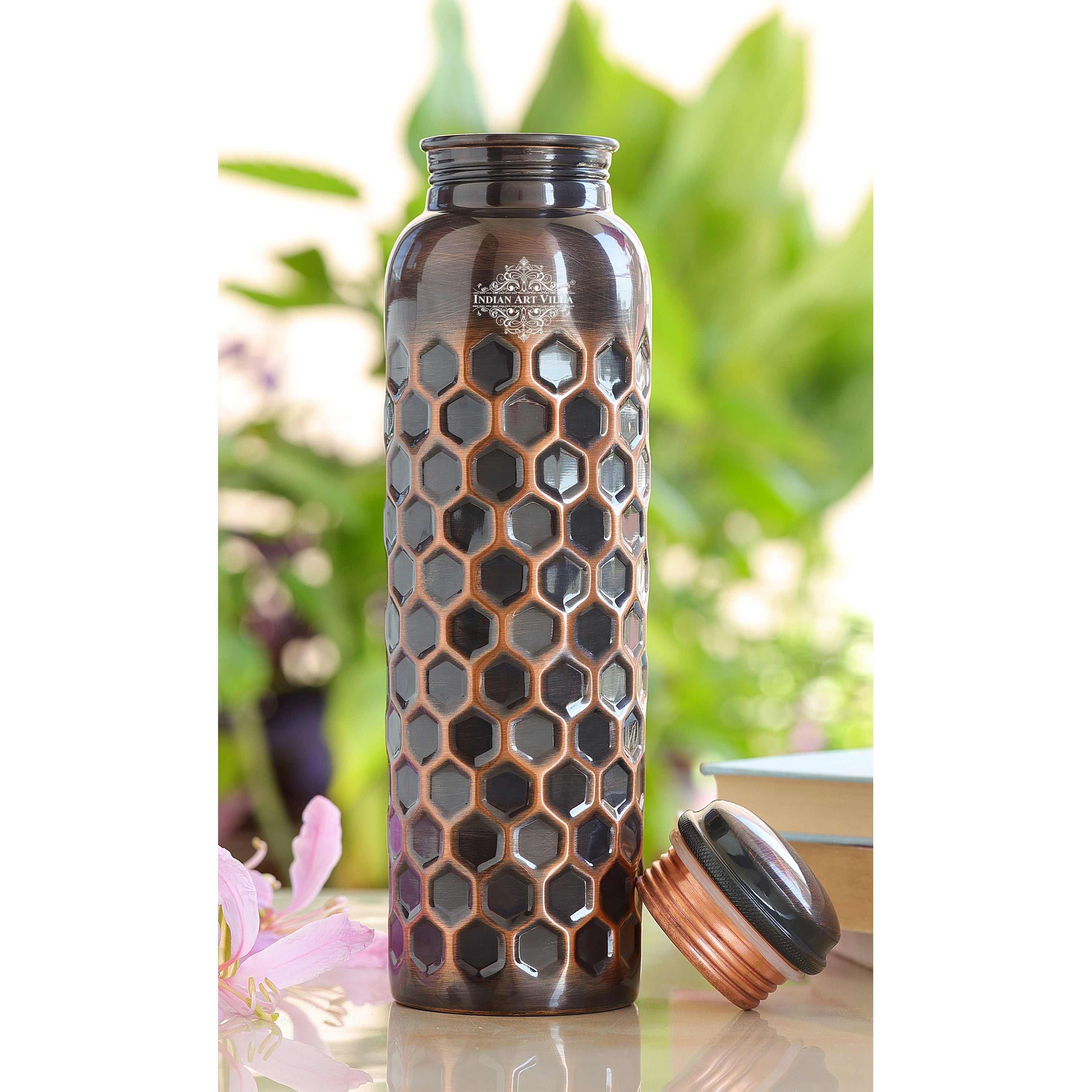 Antique Diamond Design Pure Copper Water Bottle -900ML