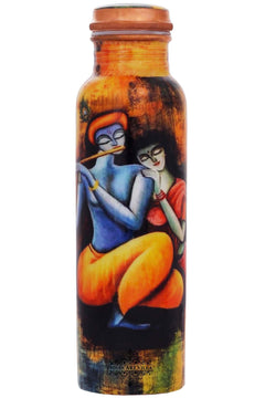 Pure Copper Water Bottle with Printed Design