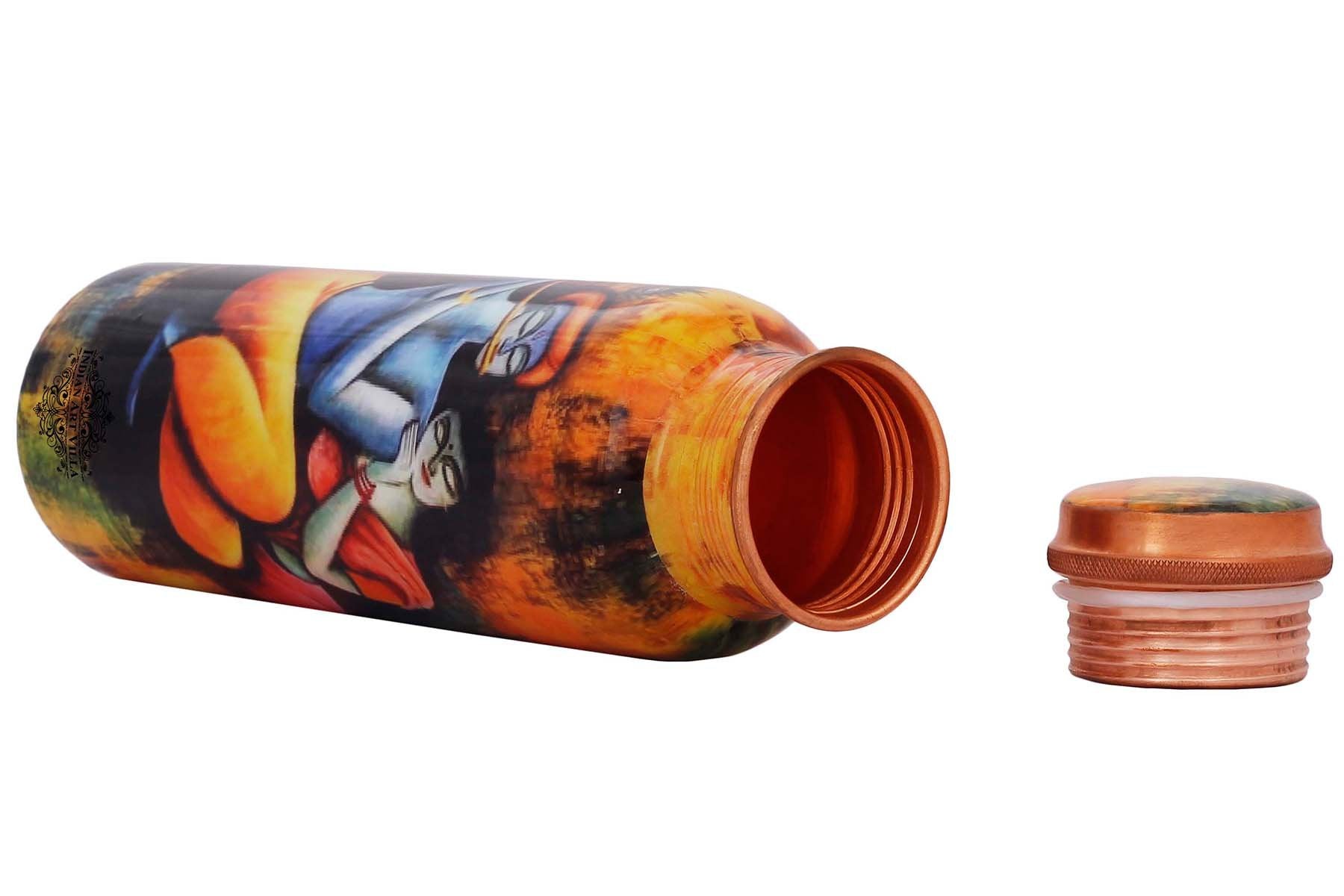 Pure Copper Water Bottle with Printed Design