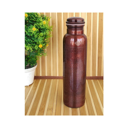 Pure Copper Water Bottle with Embossed Design