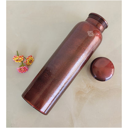 Pure Copper Water Bottle with Embossed Design