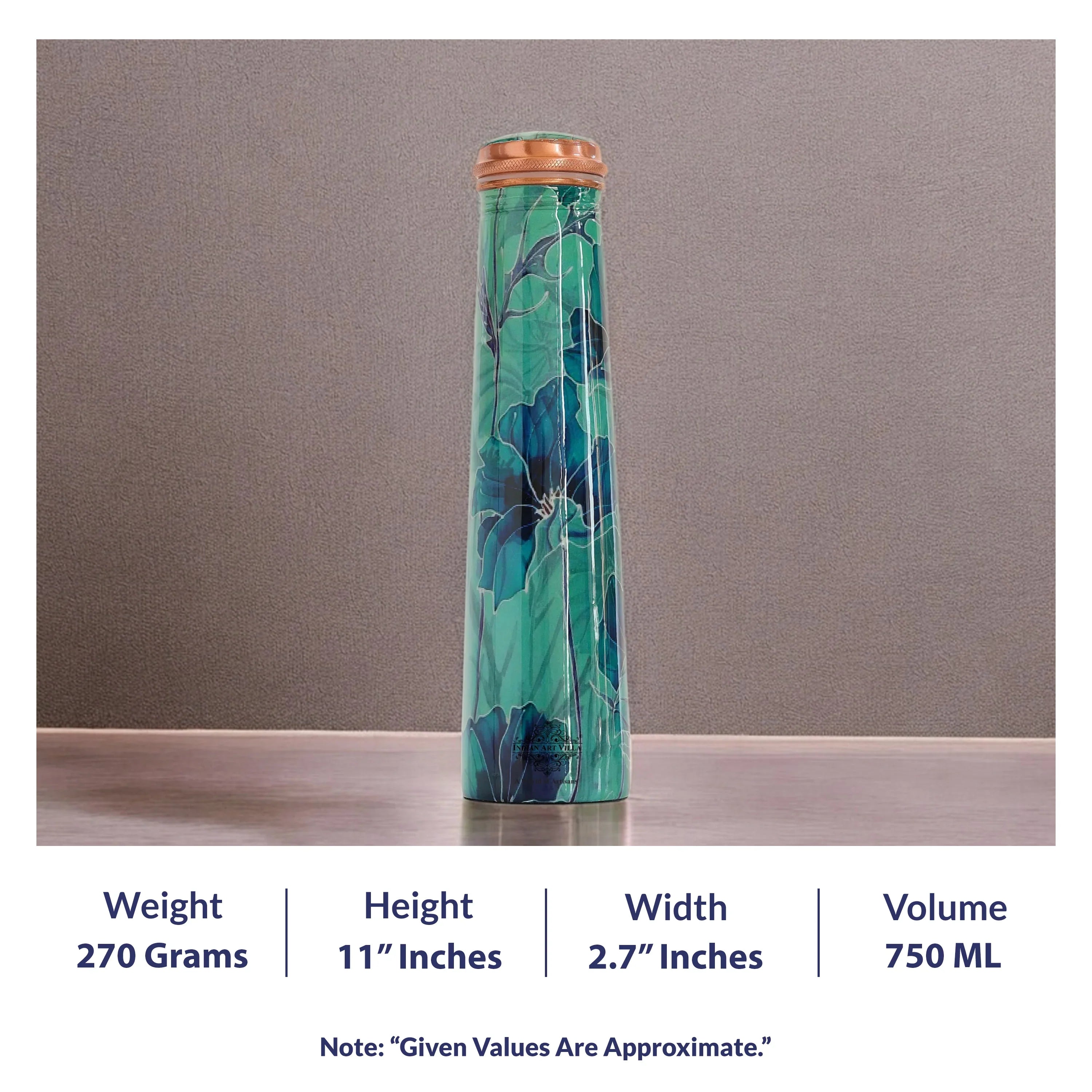 Pure Copper Bottle with Slim Tube Pyramid Shape – 750 ML
