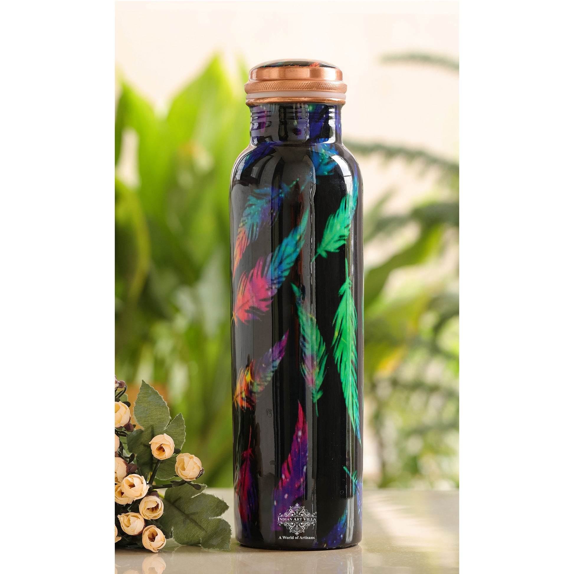 Pure Copper Water Bottle with Printed Design